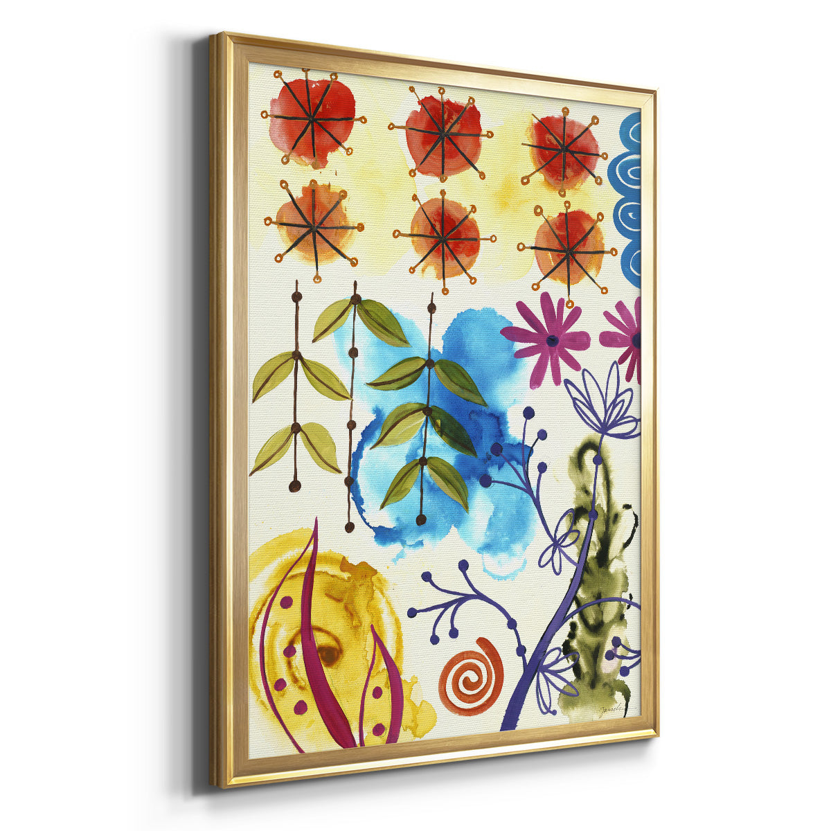 Flower Power II - Modern Framed Canvas Print