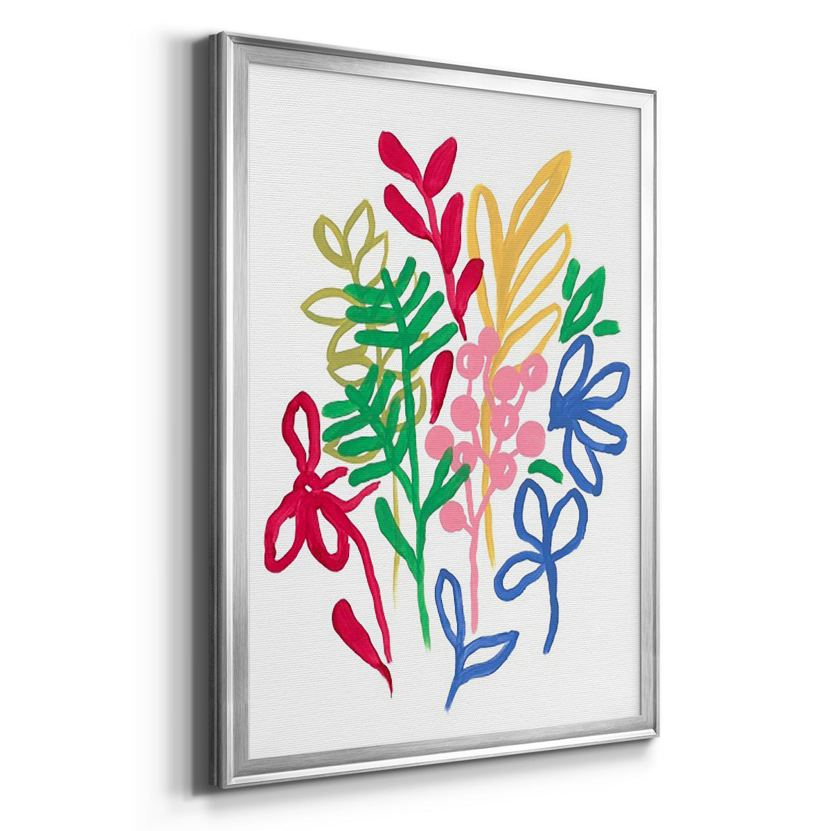 Bold Brushstroke Blooms II - Modern Framed Canvas Print