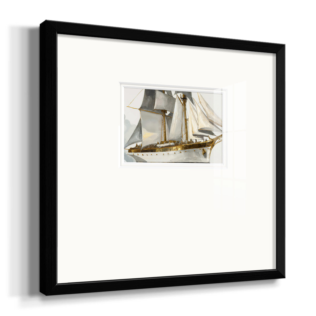 White and Gold Sails Premium Framed Print Double Matboard