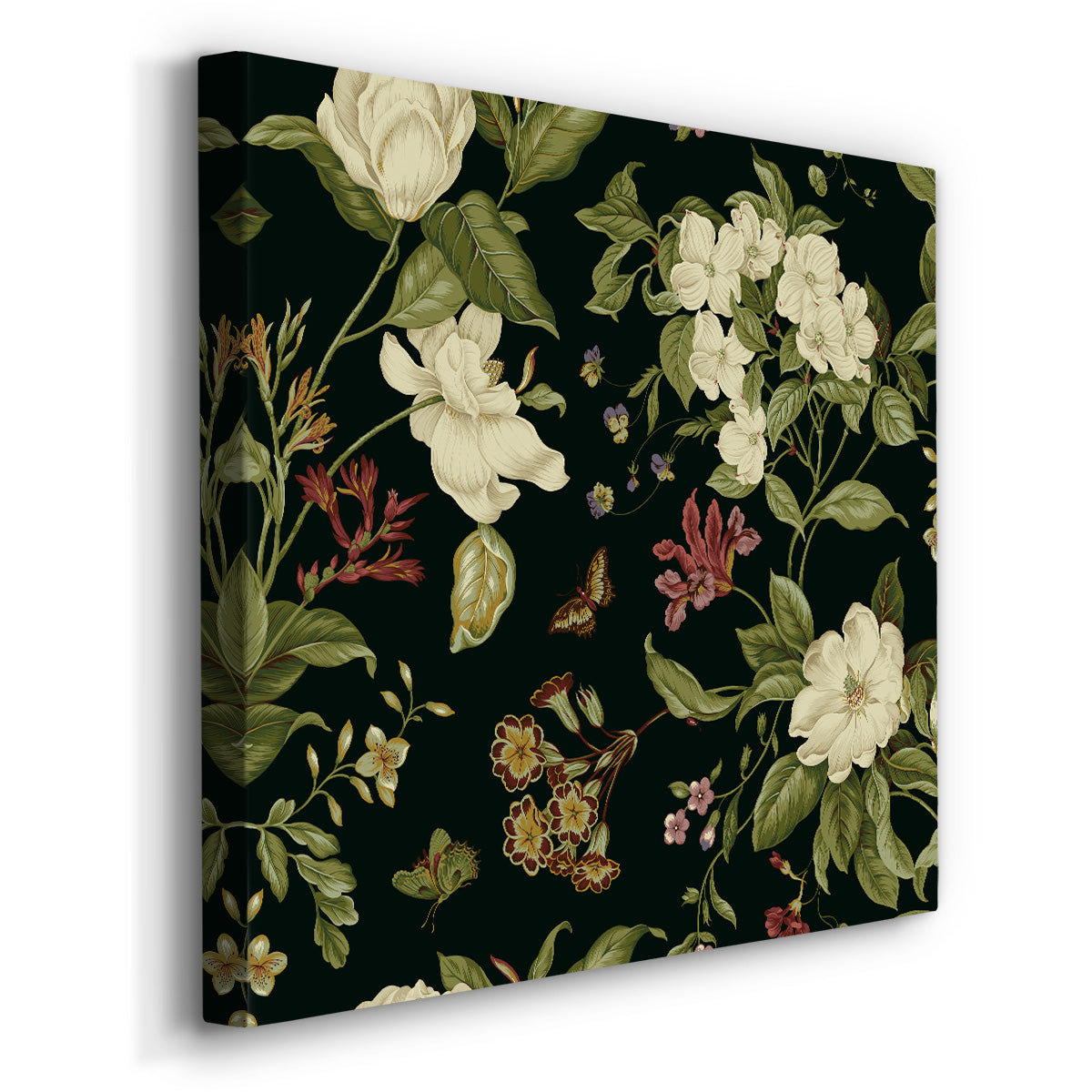 Garden Floral on Black II - Canvas Art Print