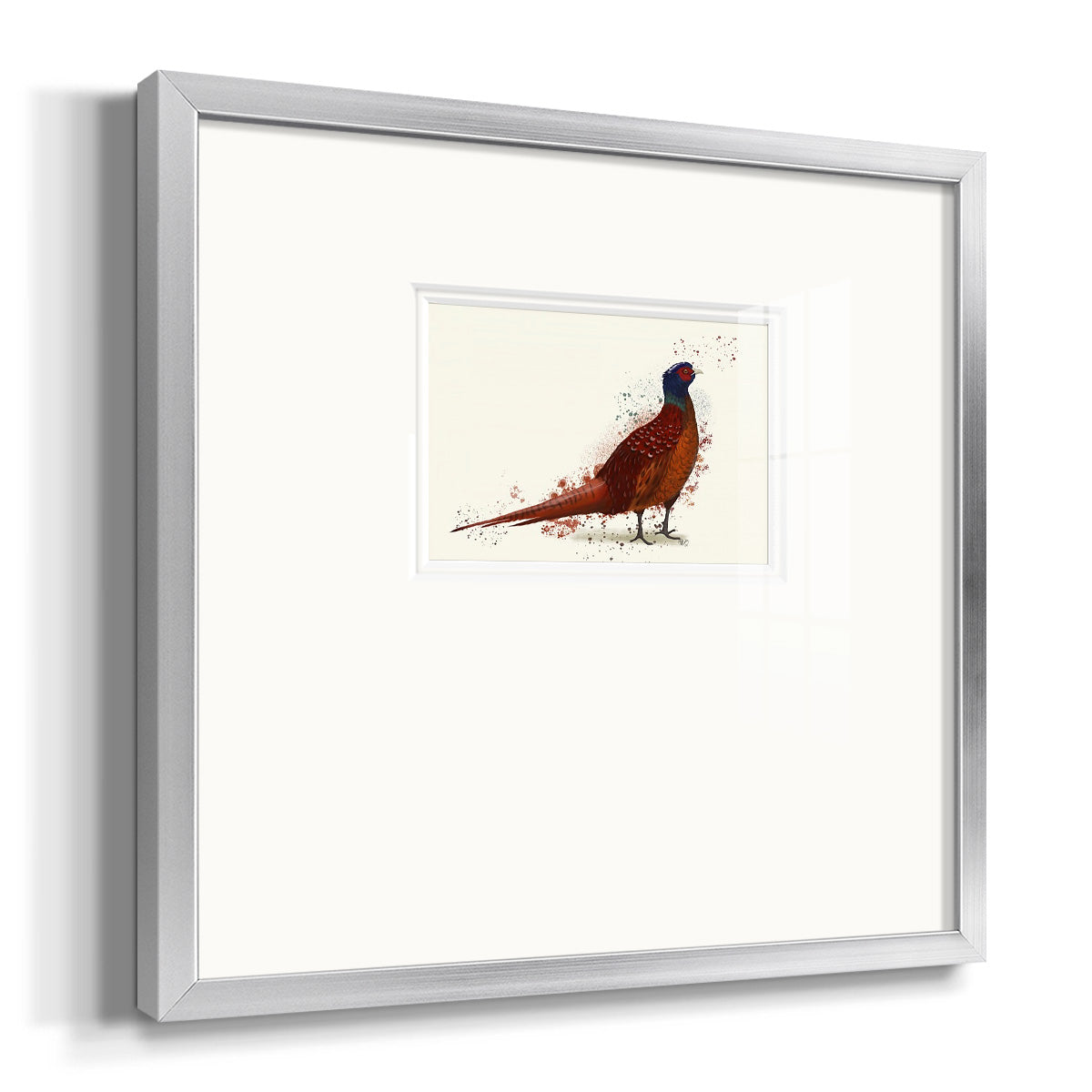 Pheasant Splash 4 Premium Framed Print Double Matboard