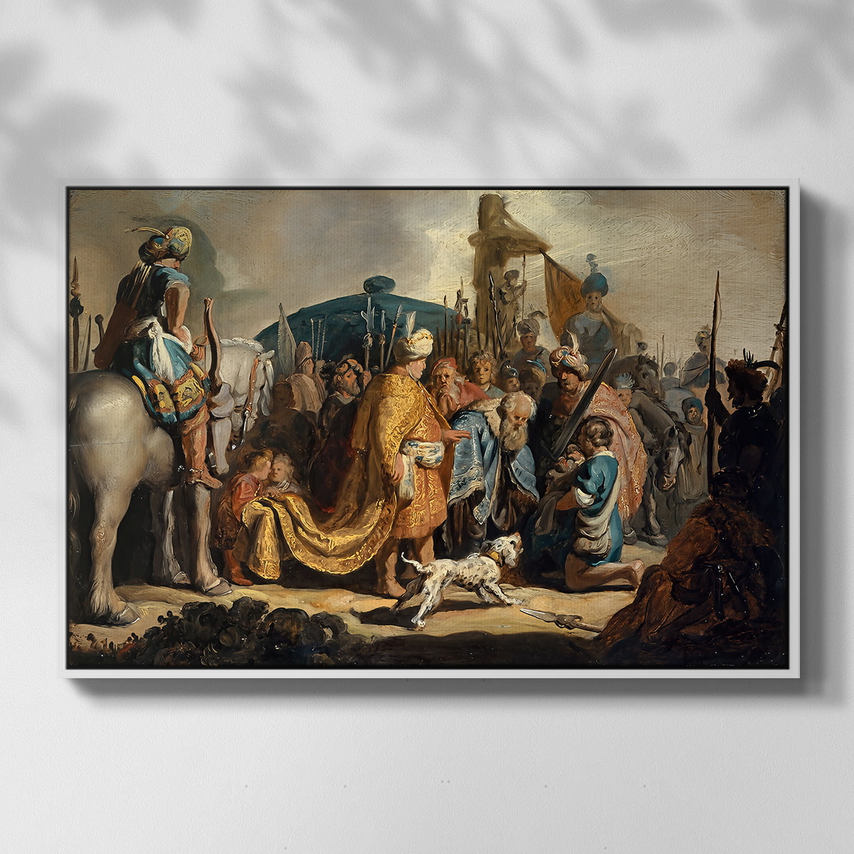 David with Goliath's Head in front of Saul, for Rembrandt, 1627 - Floater Framed Canvas Print
