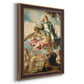 Religious painting of the Assumption of the Virgin Mary by Juan de Valdés Leal printed on canvas in an ornate bronzed mahogany wood frame with a vertical orientation.