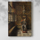 Canvas art print of a solitary figure resting in a quiet setting with a soft shadow on a white background.