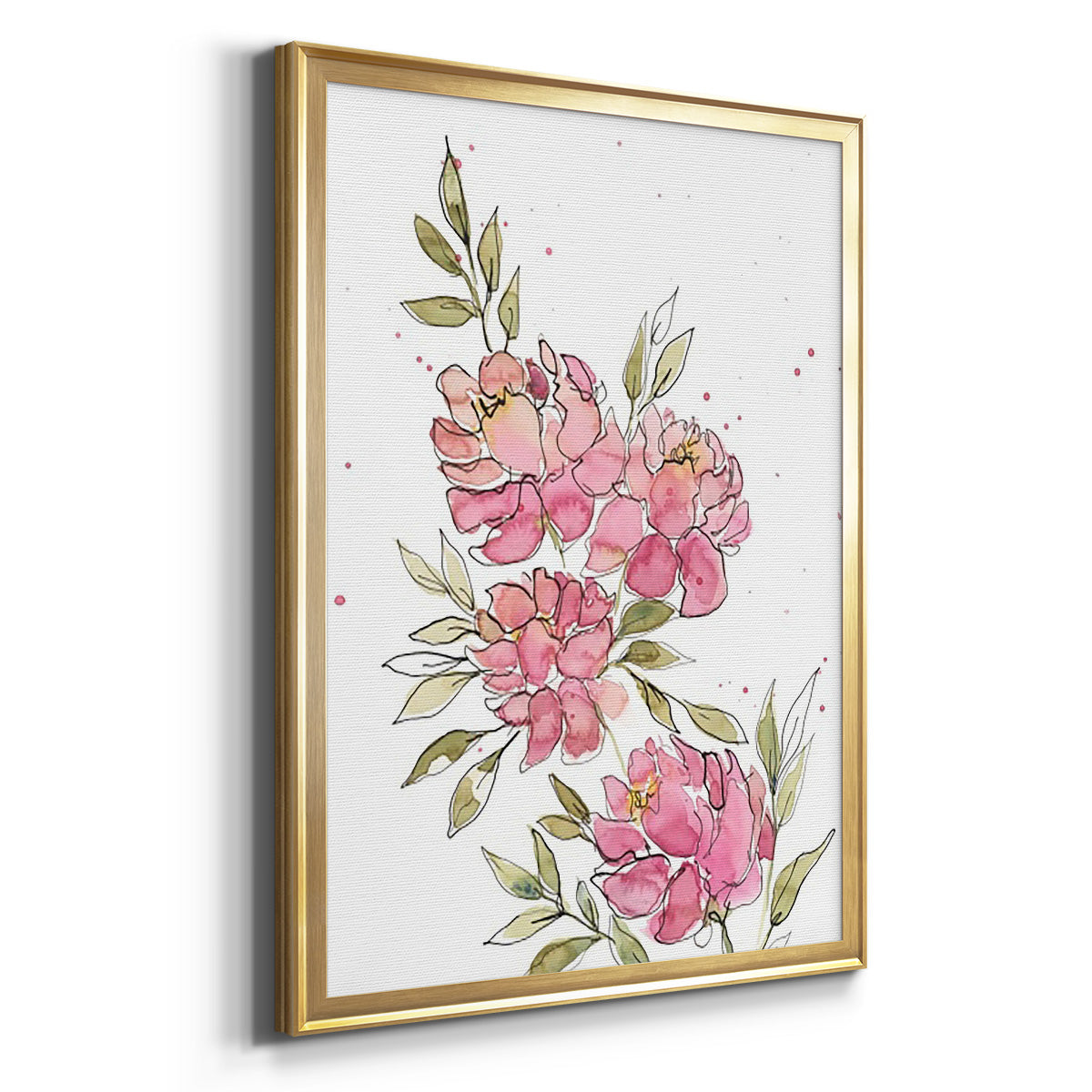 Watercolor Blooms I - Modern Framed Canvas Print