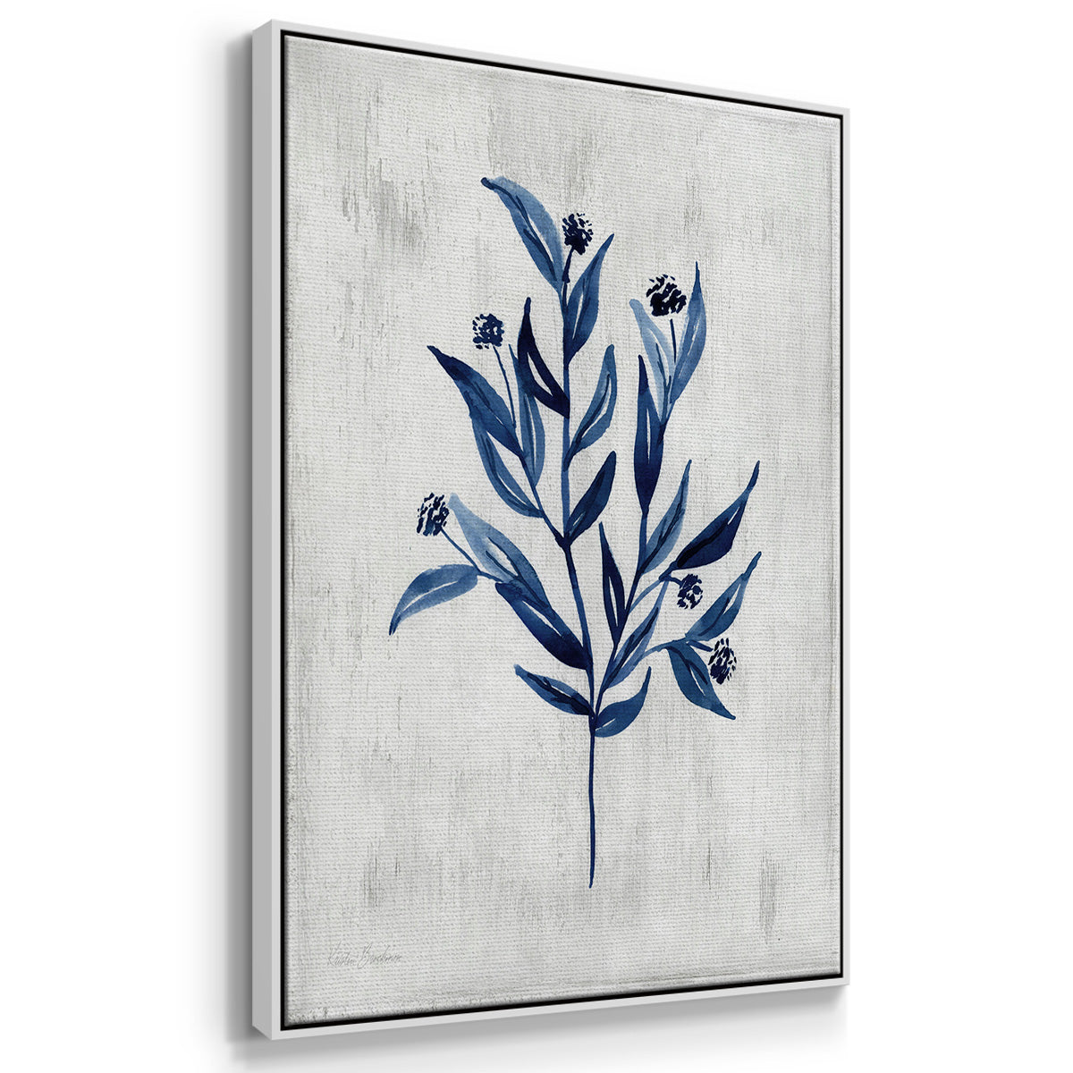 Wild Indigo I - Framed Premium Gallery Wrapped Canvas L Frame 3 Piece Set - Ready to Hang