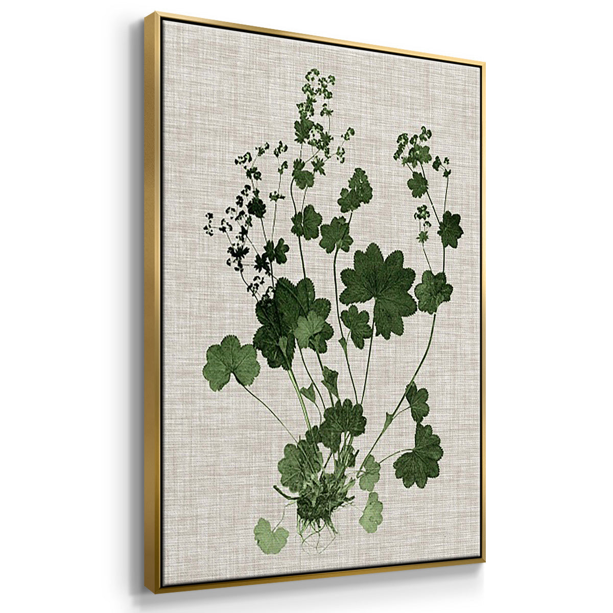 Forest Foliage on Linen I - Framed Premium Gallery Wrapped Canvas L Frame 3 Piece Set - Ready to Hang