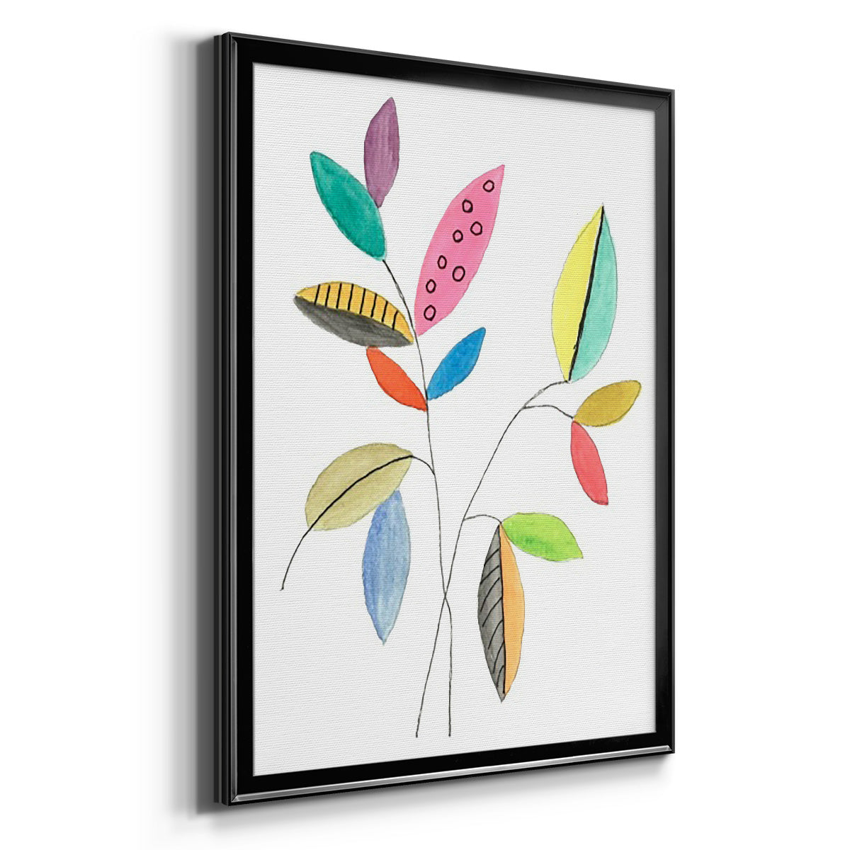 Color Pop Leaves III - Modern Framed Canvas Print