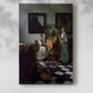 Canvas art print of a composed scene with instruments and gentle interaction with a soft shadow on a white background.