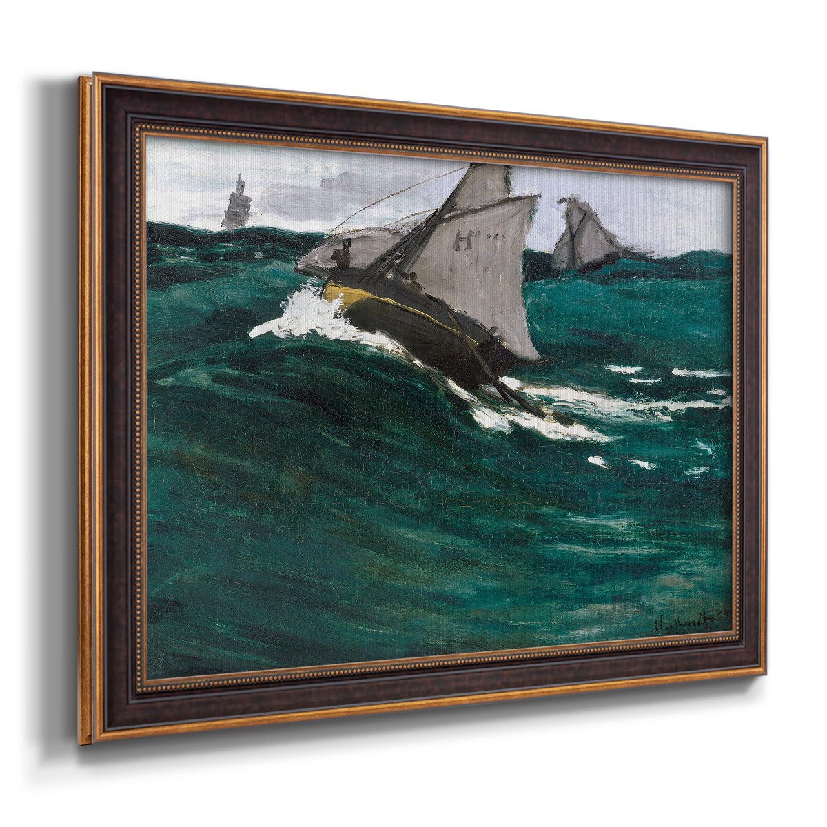 The Green Wave - Ornate Framed Canvas Print