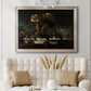 American social club scene painting by George Bellows in an ornate champagne frame displayed in a neutral-toned interior setting.