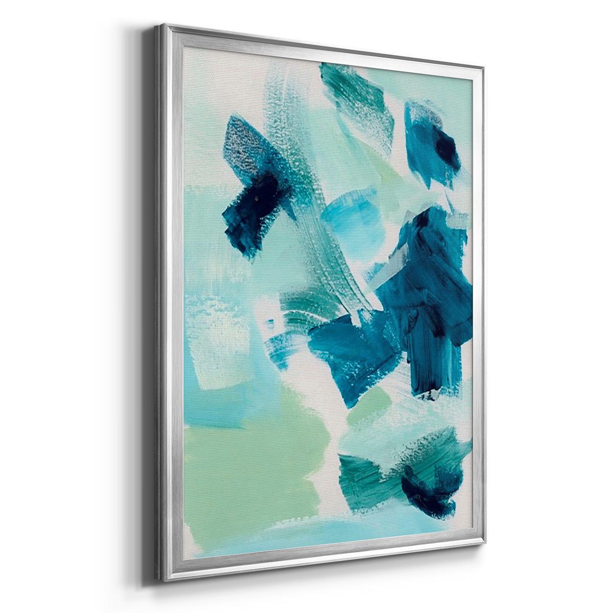 Teal Composition II - Modern Framed Canvas Print