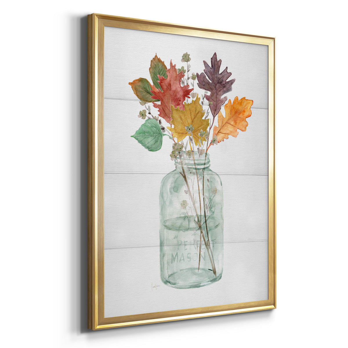 Harvest Home Leaves II - Modern Framed Canvas Print