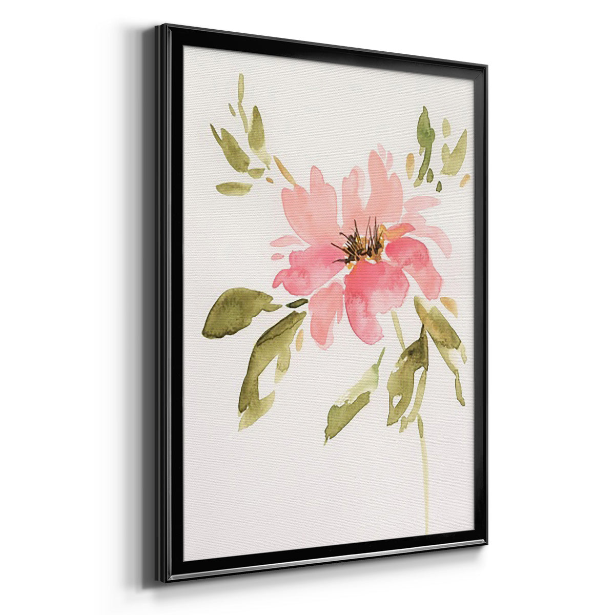 One Pink Bloom II - Modern Framed Canvas Print