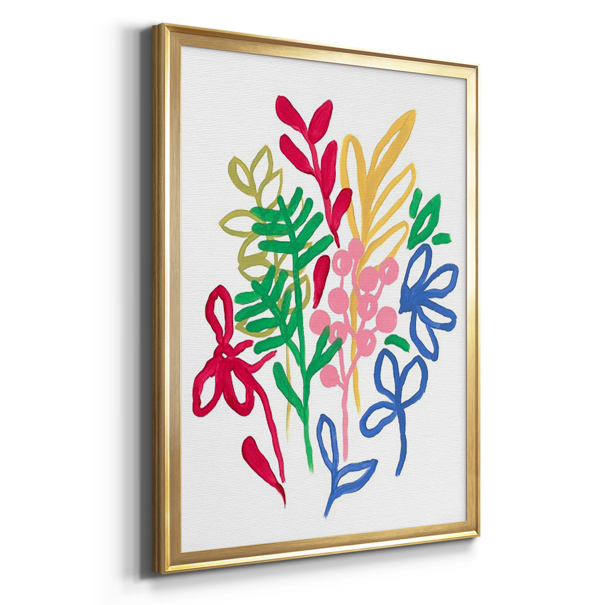 Bold Brushstroke Blooms II - Modern Framed Canvas Print