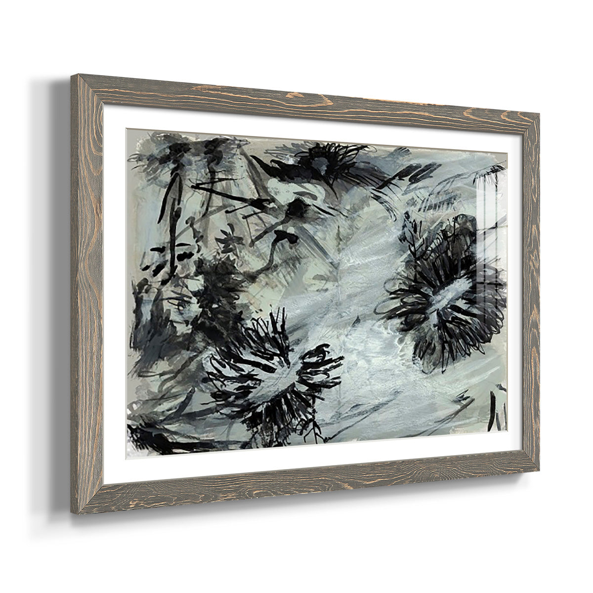 Black & White Chinois I - Barnwood Framed Art Print