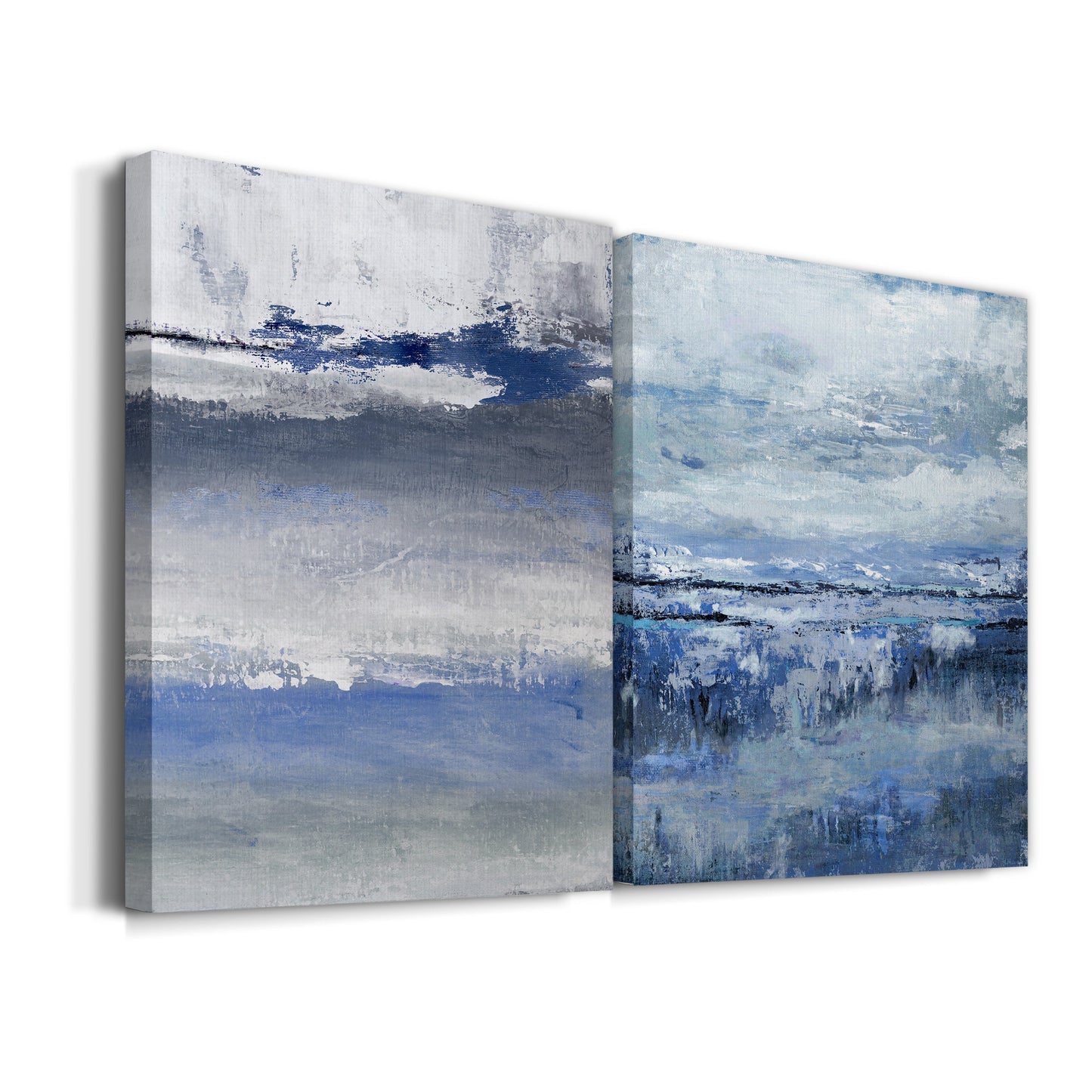 Soft Solace Indigo Premium Gallery Wrapped Canvas - Ready to Hang - Set of 2 - 8 x 12 Each