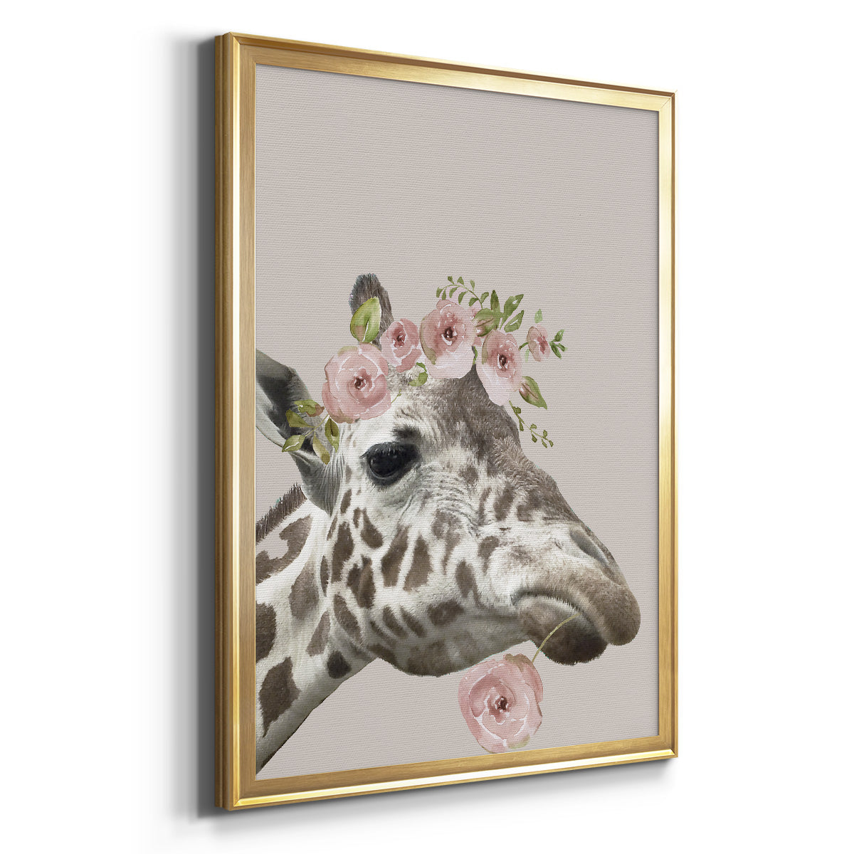 Peek A Boo Giraffe II - Modern Framed Canvas Print