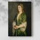Canvas art print of a refined figure with symbolic object and gentle shading with a soft shadow on a white background.
