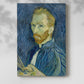 Canvas art print of a textured figure with swirling strokes and vivid tones with a soft shadow on a white background.