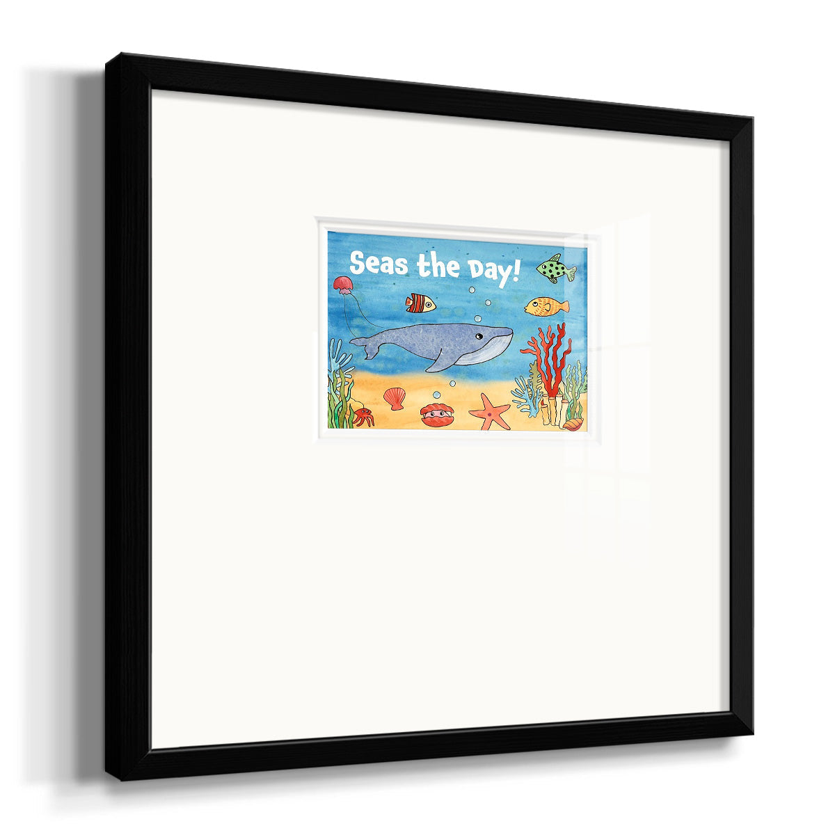 Cute Sea Creatures II Premium Framed Print Double Matboard