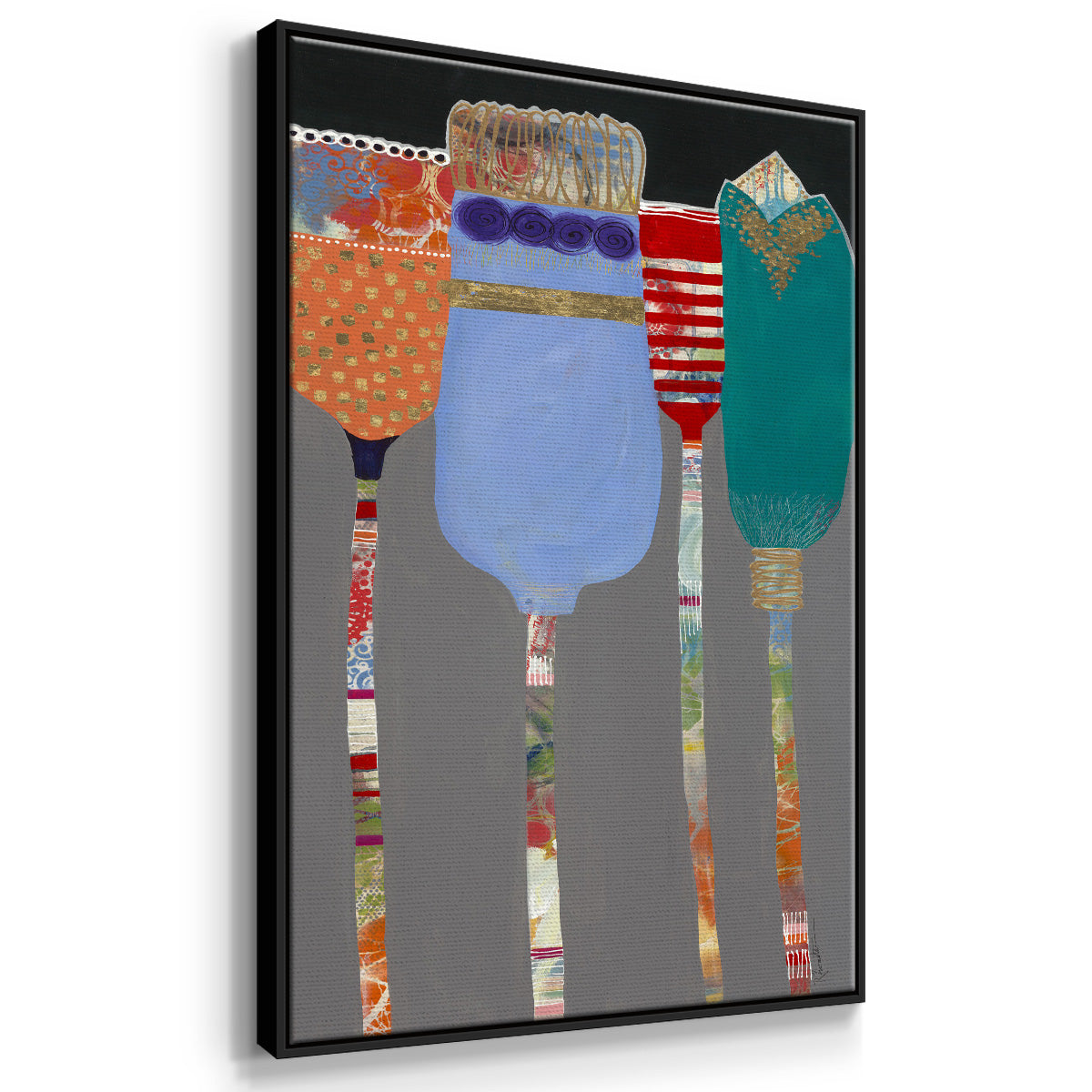 Tall Tulips - Framed Premium Gallery Wrapped Canvas L Frame - Ready to Hang