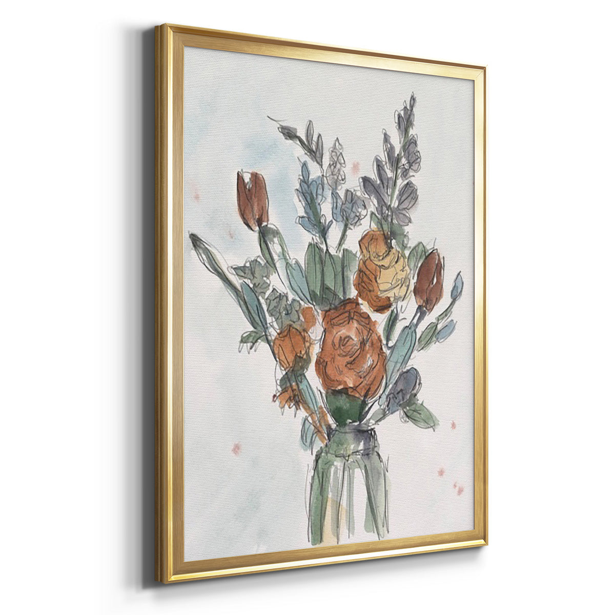 Watercolor Floral Arrangement II - Modern Framed Canvas Print