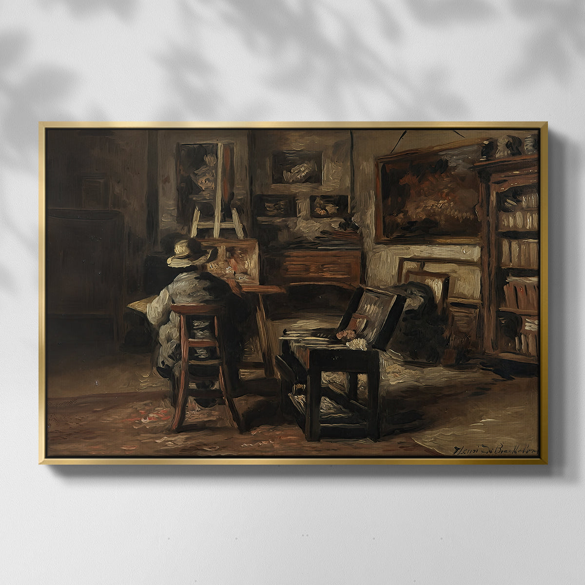 The Studio of Ferdinand De Braekeleer I, Father of the Painter, c. 1873-1885 - Floater Framed Canvas Print