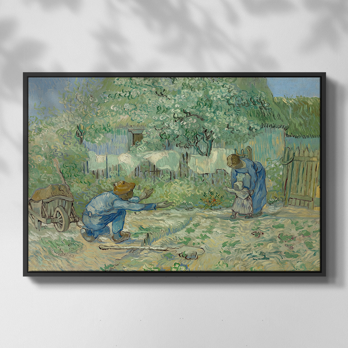 First Steps after Millet, 1890 - Floater Framed Canvas Print