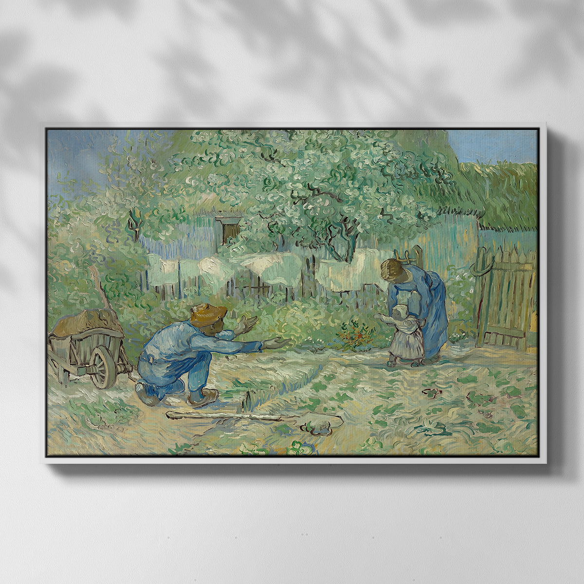 First Steps after Millet, 1890 - Floater Framed Canvas Print
