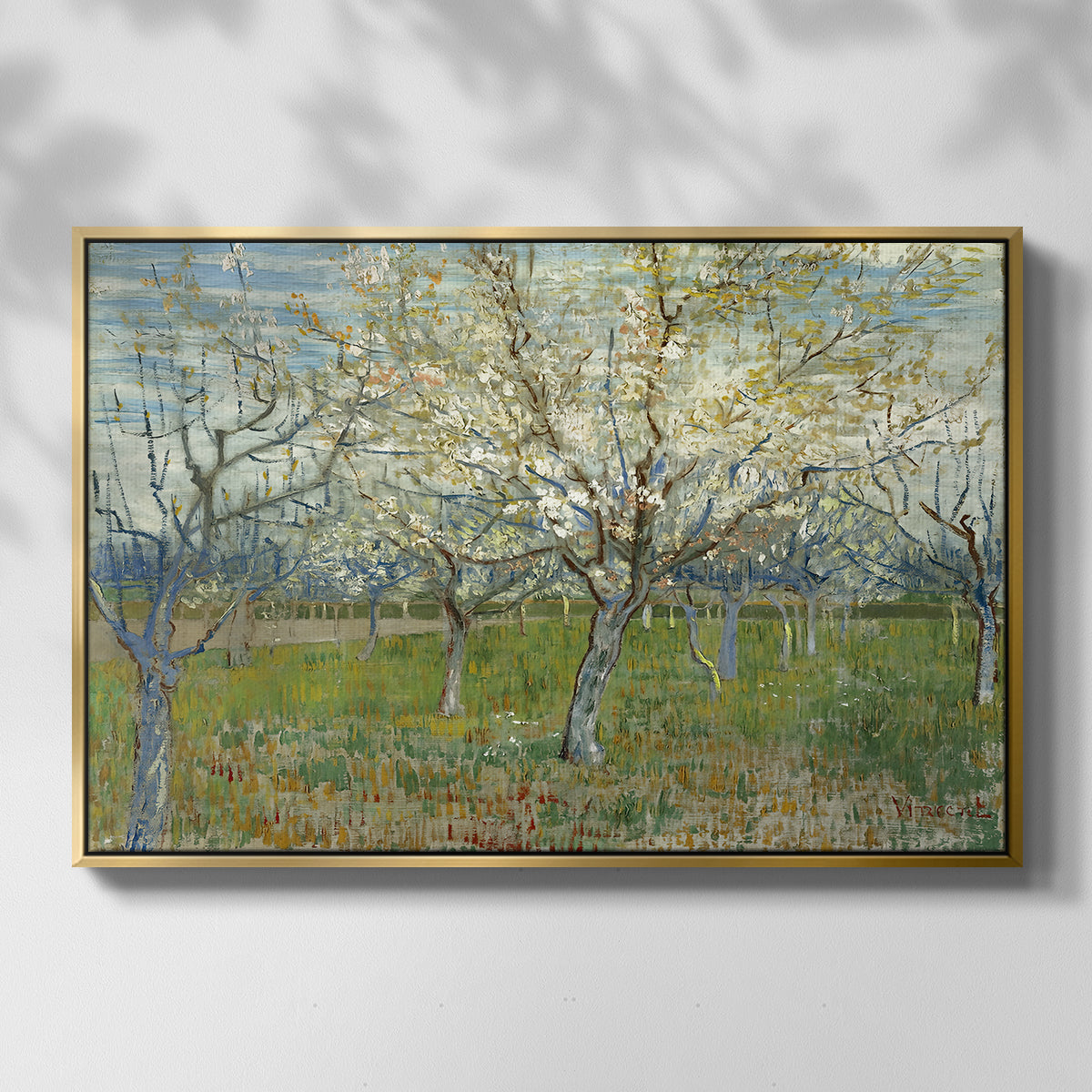 The Pink Orchard, 1888 - Floater Framed Canvas Print