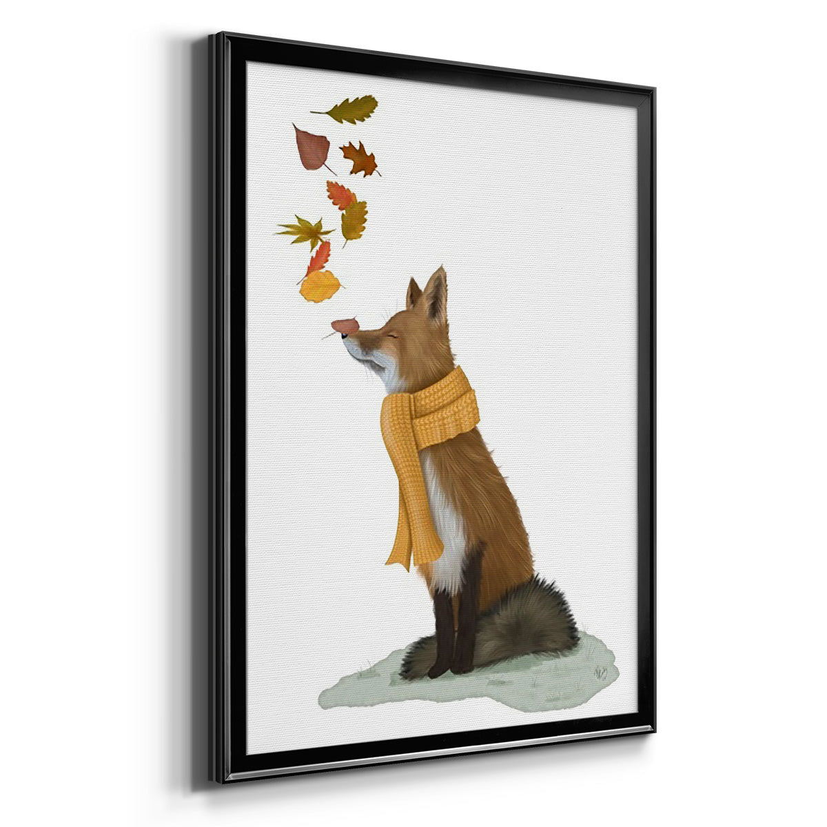 Fox Leaves on Nose - Modern Framed Canvas Print