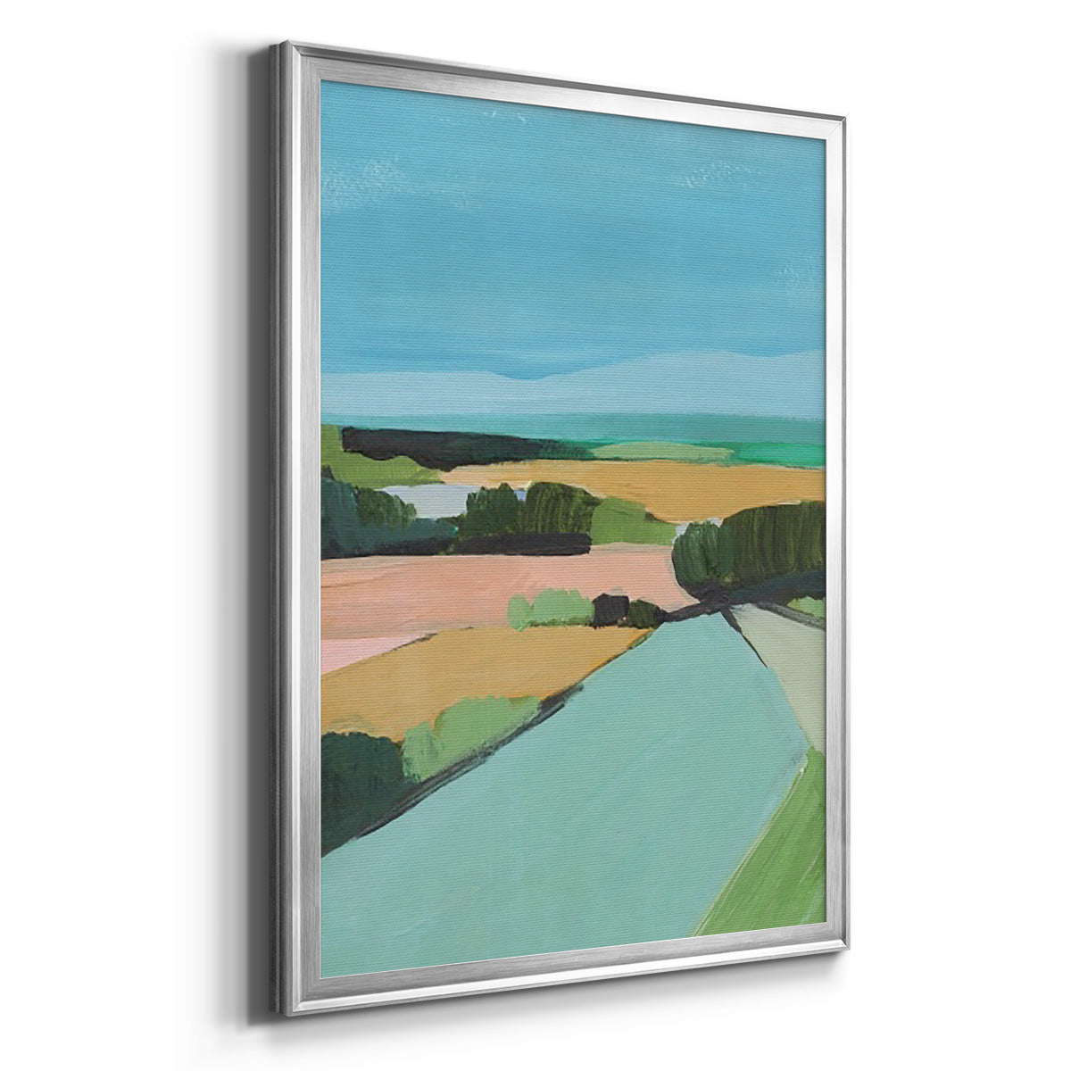 Bright Colored Countryside II - Modern Framed Canvas Print