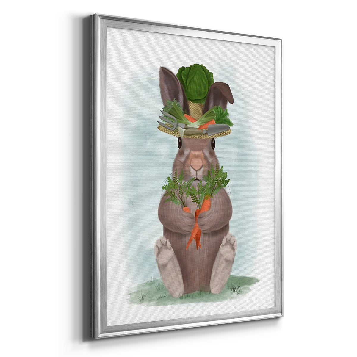 Rabbit Carrot Hat - Modern Framed Canvas Print