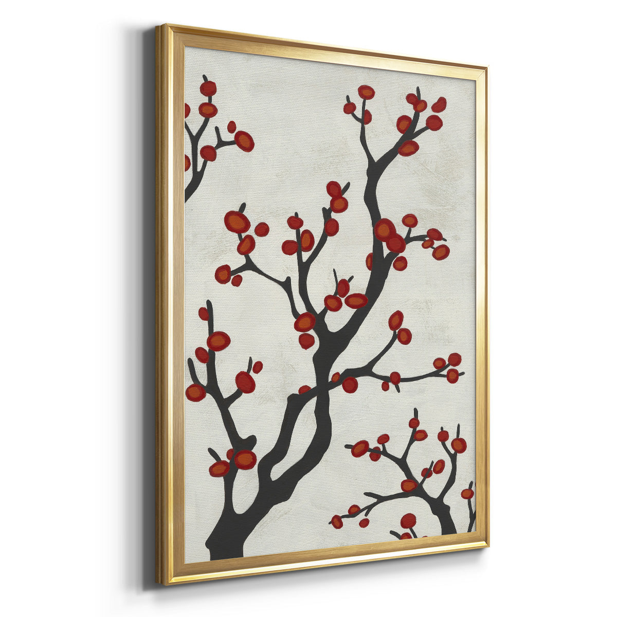 Red Berry Branch I - Modern Framed Canvas Print