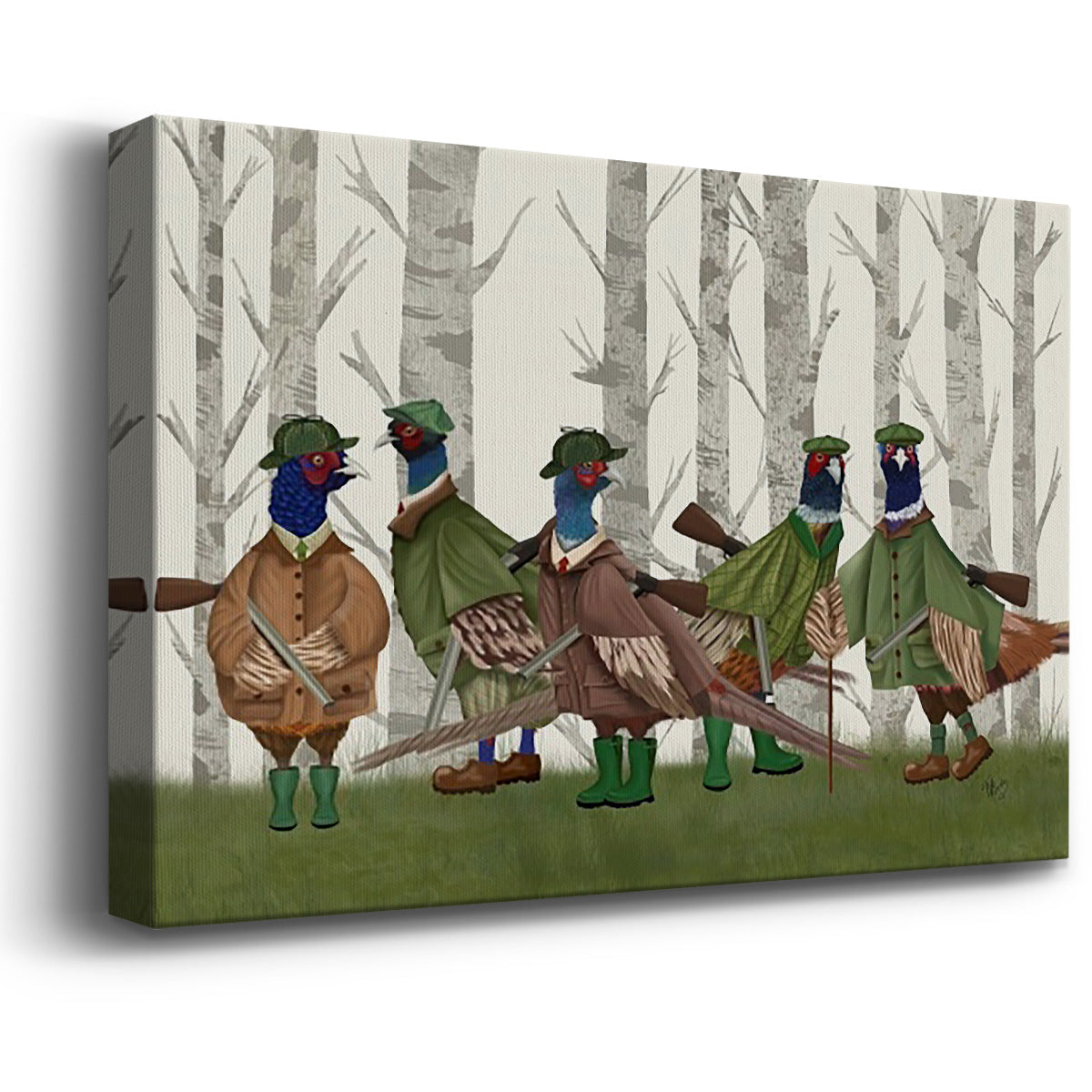 Pheasant Shooting Party Group 3 Premium Gallery Wrapped Canvas - Ready to Hang