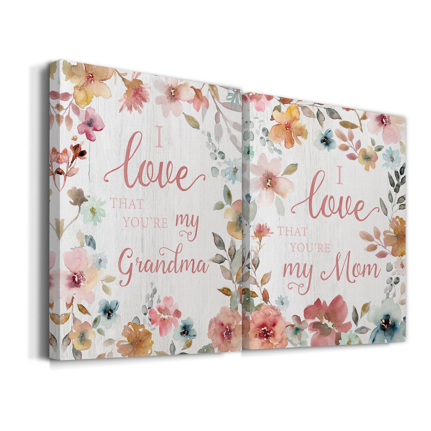 Love Grandma Premium Gallery Wrapped Canvas - Ready to Hang - Set of 2 - 8 x 12 Each