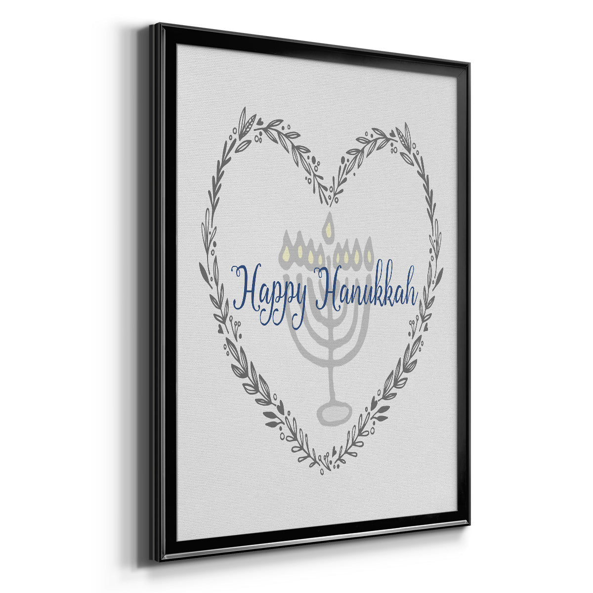 Hanukkah Heart - Modern Framed Canvas Print
