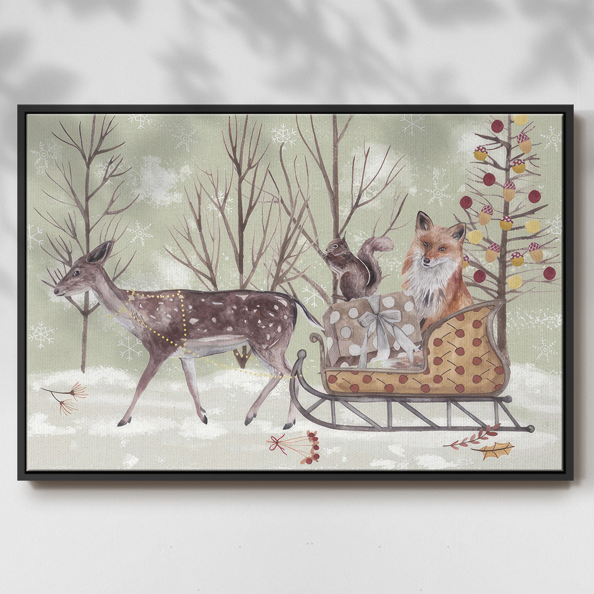 Christmas Time Collection A - Framed Gallery Wrapped Canvas in Floating Frame