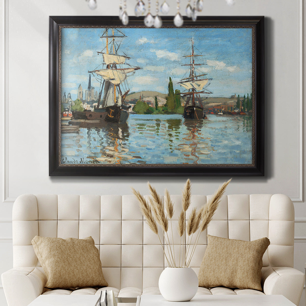 Ships Riding on the Seine - Ornate Framed Canvas Print