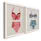 Vintage Swimming III - Premium Framed Canvas 2 Piece Set - Ready to Hang