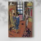 Canvas art print of a stylized composition with bold textiles and multiple figures with a soft shadow on a white background.