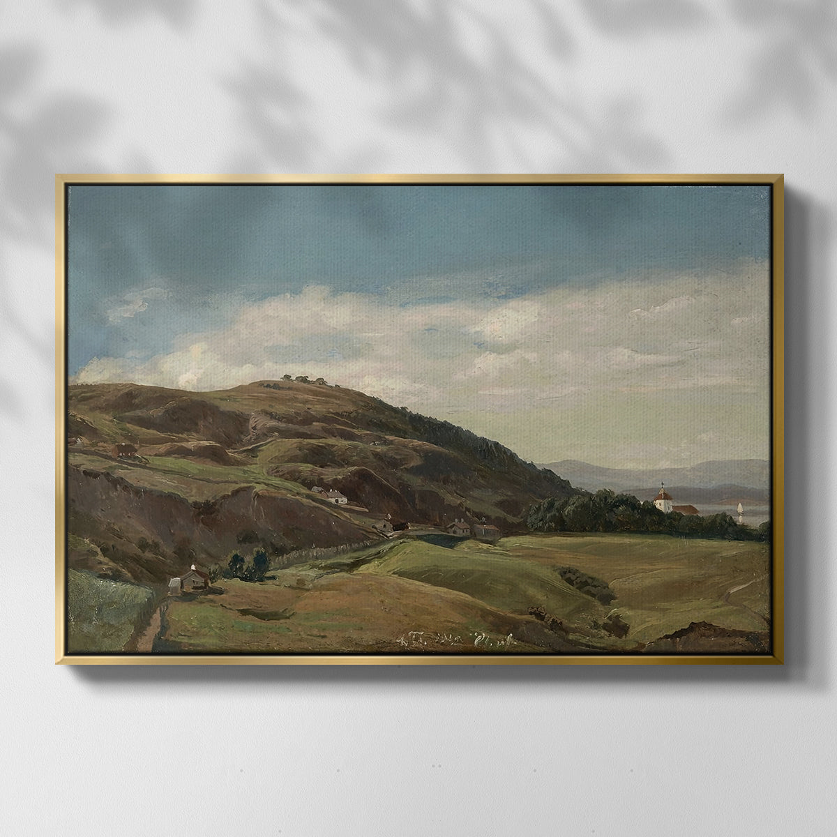 Ekeberg and Oslo Church, 1852 - Floater Framed Canvas Print