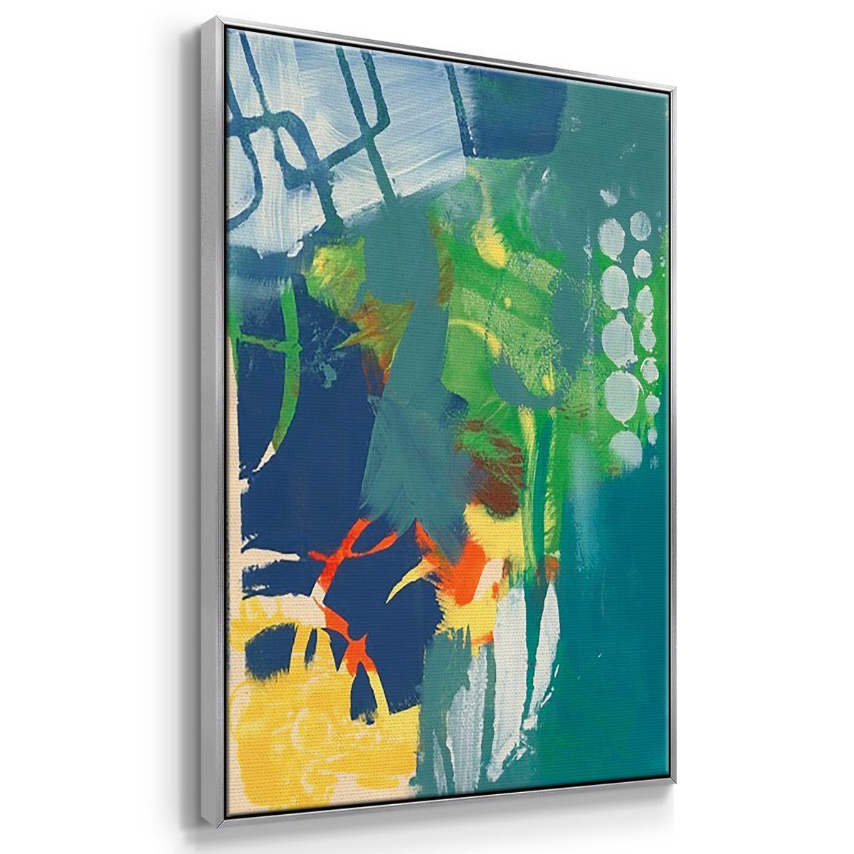 Tropical Graphics I - Framed Premium Gallery Wrapped Canvas L Frame 3 Piece Set - Ready to Hang