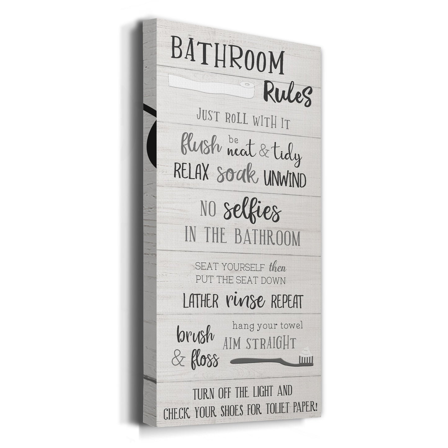 Bathroom Rules - Premium Gallery Wrapped Canvas - Ready to Hang