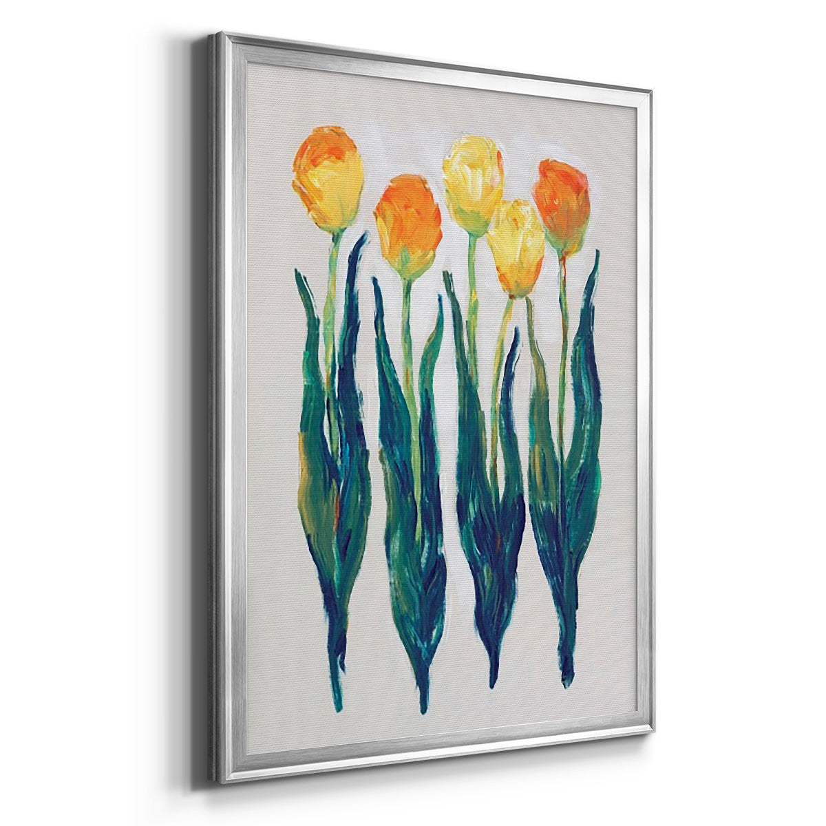 Tulips in a Row I - Modern Framed Canvas Print