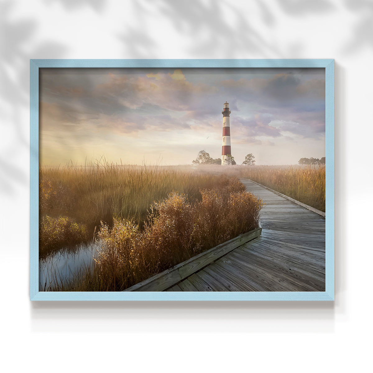 45427,lighthouse,coastal,marshland,fog,morning,walkway,nature,serene,escape,tranquility,landscape,wooden path,golden grasses,water,sunrise,scenery,outdoors,ocean,horizon,lighthouse keeper,rural,peaceful,exploration,vacation,travel,view,seaside,wildlife,beauty,environment,adventure,coast,reflection,calm,sky,freedom,natural landscape,shore,atmospheric,Re-stickable,Nautical & Beach