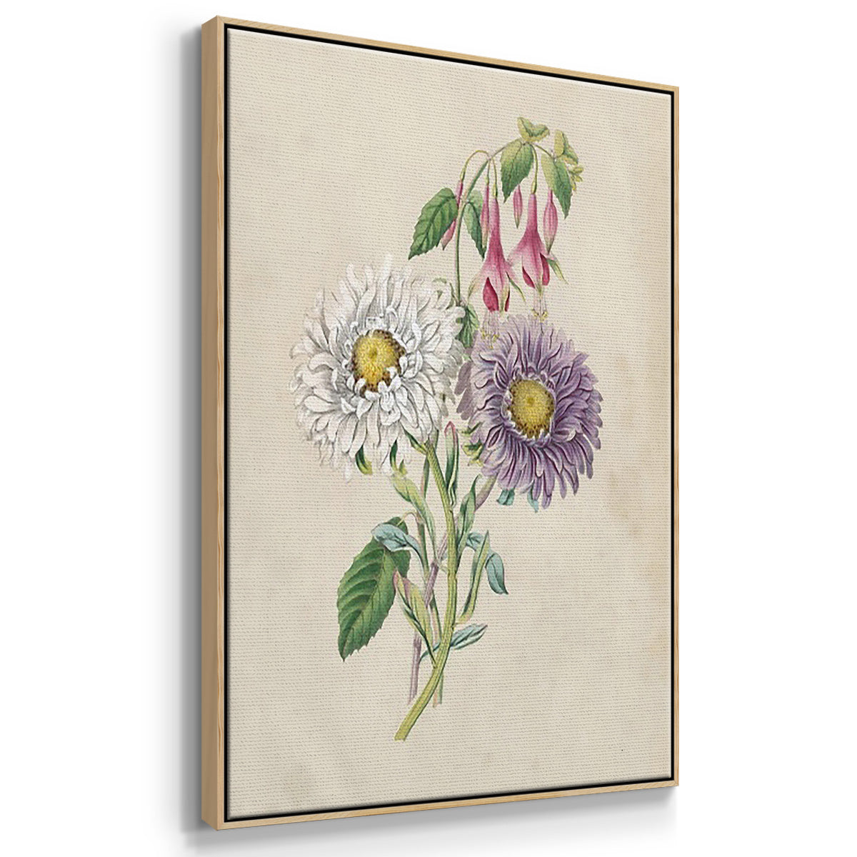 Antique Garden Bouquet I - Framed Premium Gallery Wrapped Canvas L Frame 3 Piece Set - Ready to Hang