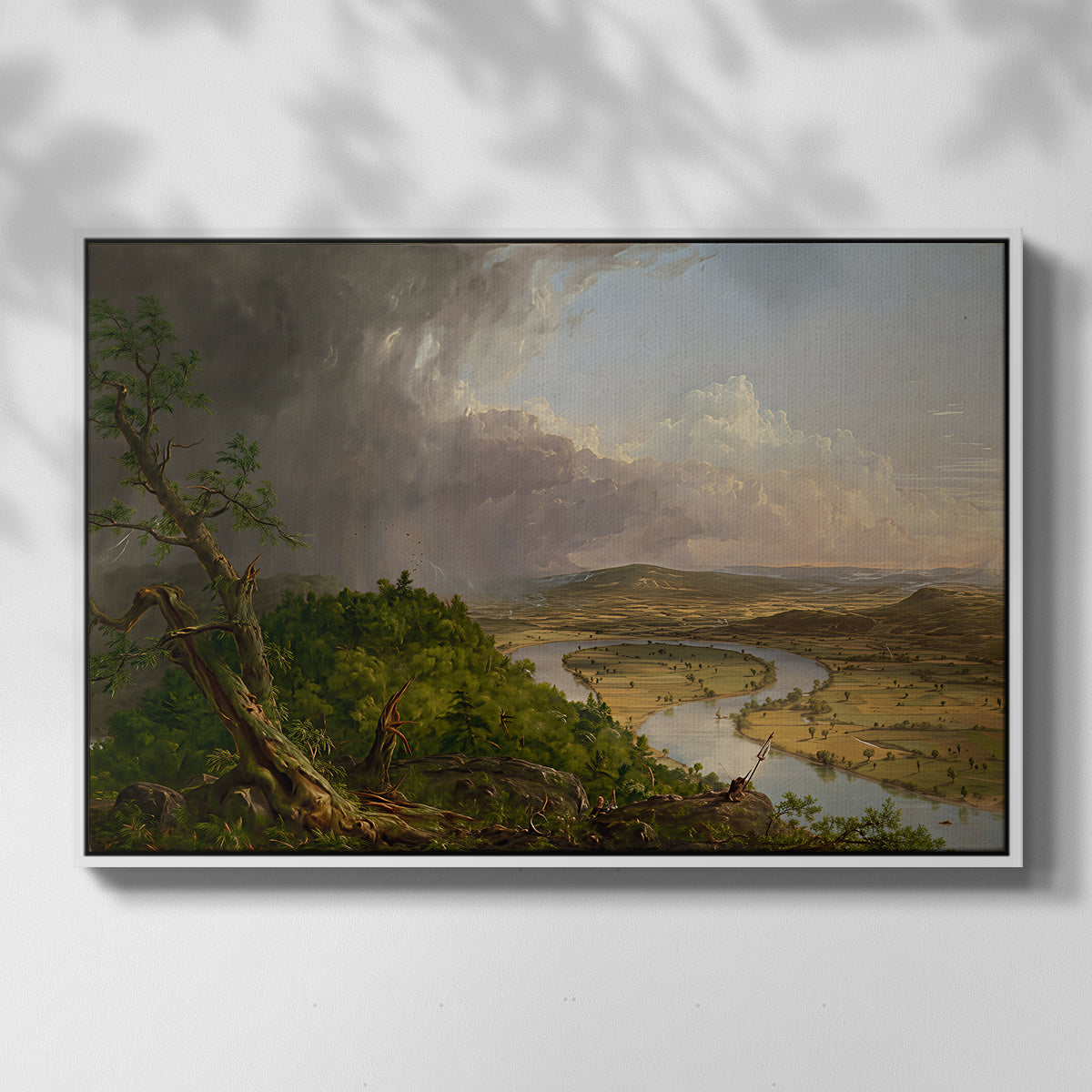 View from Mount Holyoke, Northampton, Massachusetts, after a Thunderstorm (Oxbow), 1836 - Floater Framed Canvas Print
