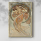 Canvas art print of a stylized figure with dynamic pose and decorative patterns with a soft shadow on a white background.